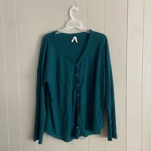 Forest Green Long Sleeve Waffle Knit Tee